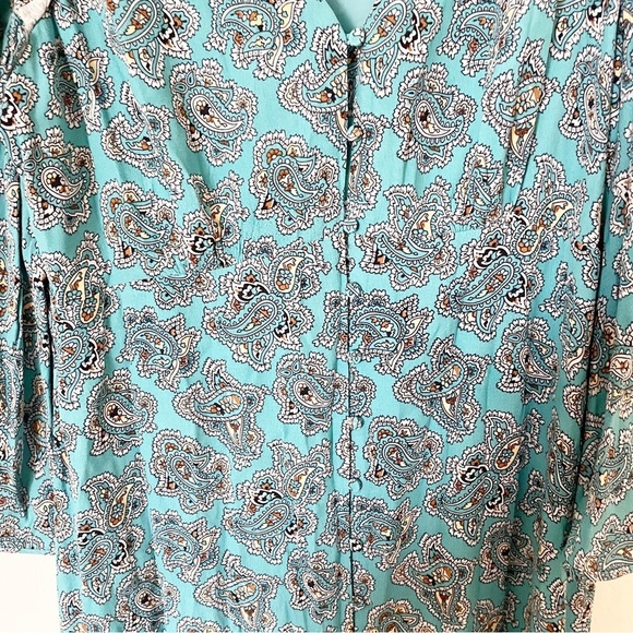 New. J. Crew Fall Midi Paisley Puff Sleeve Button Up Dress Size 16 - Picture 6 of 9